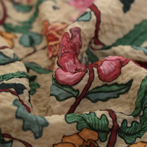 Floral Design Polyester Seersucker Digital Printed Fabric