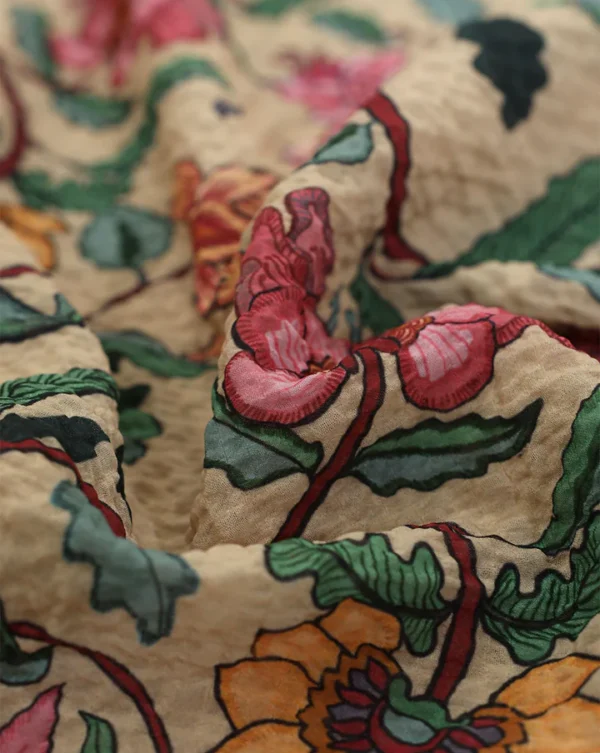 Floral Design Polyester Seersucker Digital Printed Fabric