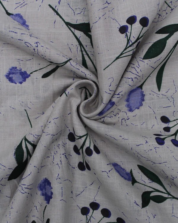 Grey Floral Design Cotton Printed Fabric
